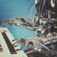 robot playing piano